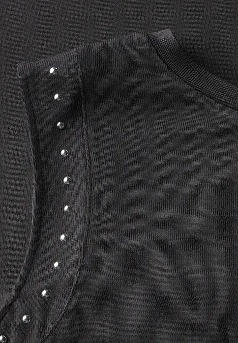 Jerseytop mit Nieten granite grey