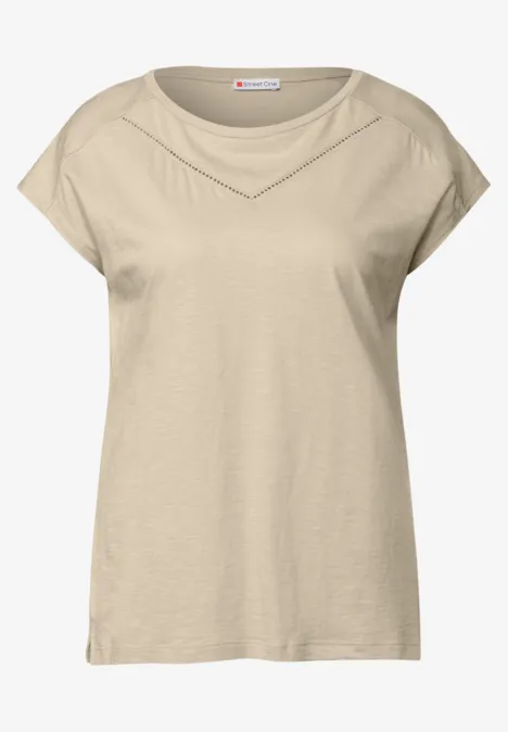 Shirt met decoratieve tape coastal beige