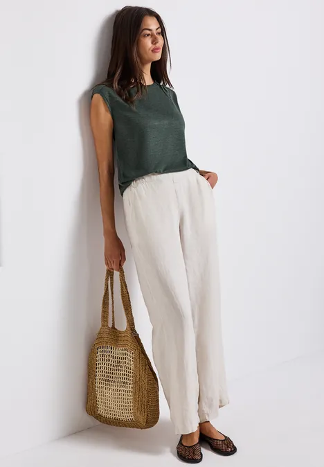 Leinen-Look Shirt mid green