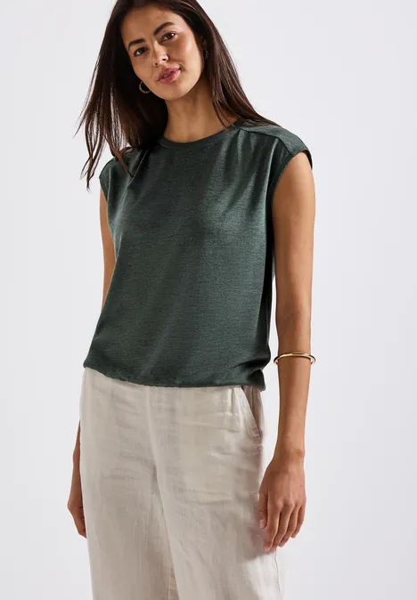 Leinen-Look Shirt mid green