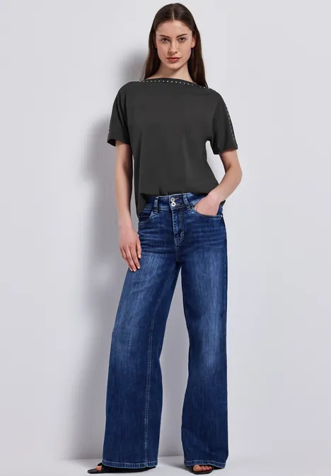 T-Shirt mit Nieten granite grey