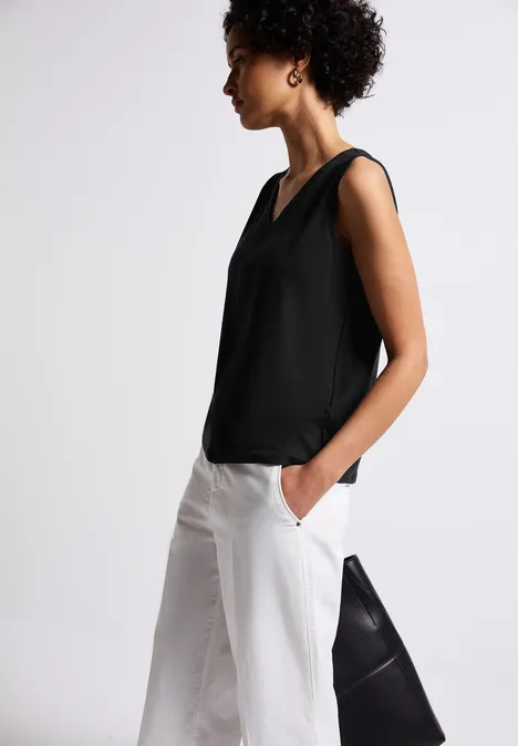 Jersey-Top mit Häkeldetails Black
