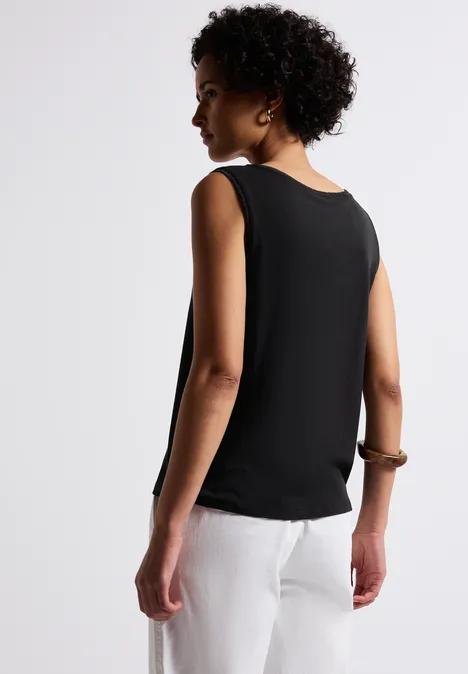 Jersey-Top mit Häkeldetails Black