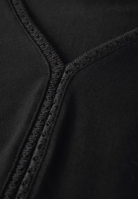 Jersey-Top mit Häkeldetails Black
