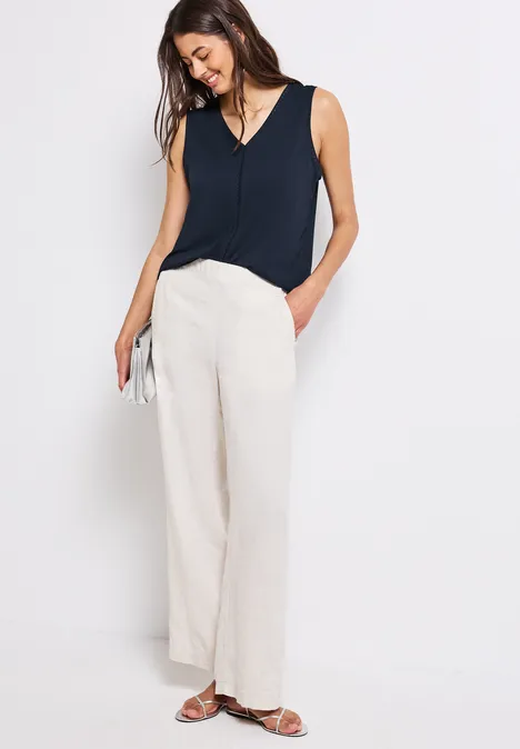 Jersey-Top mit Häkeldetails deep blue