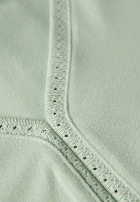 Jersey-Top mit Häkeldetails soft jade green