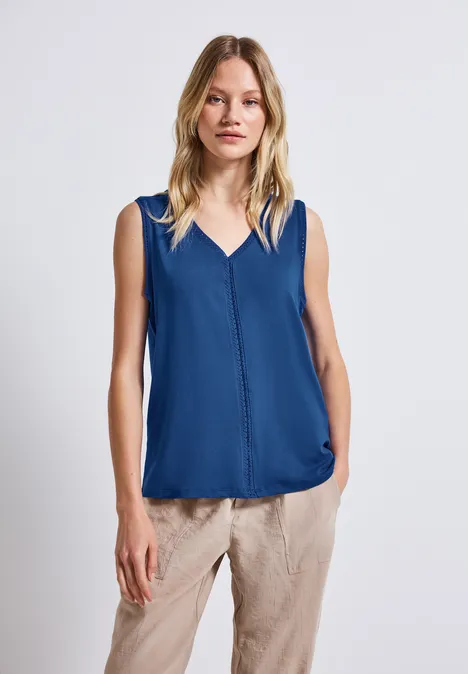 Jersey-Top mit Häkeldetails dodger blue
