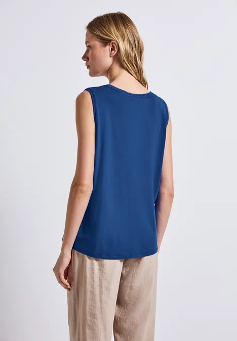 Jersey-Top mit Häkeldetails dodger blue
