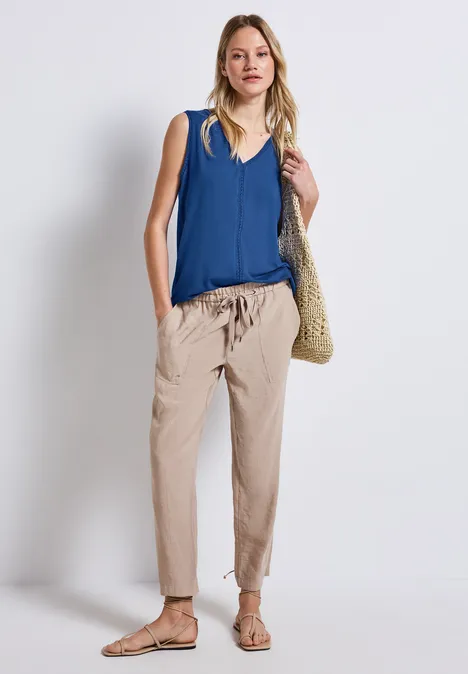 Jersey-Top mit Häkeldetails dodger blue