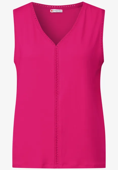 Jersey-Top mit Häkeldetails juicy berry