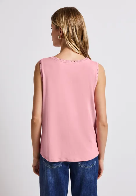 Jersey-Top mit Häkeldetails blush peach