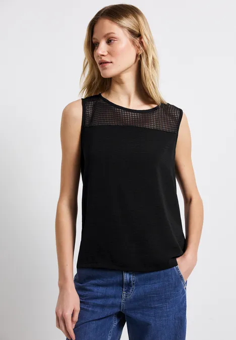 Top mit Mesheinsatz Black
