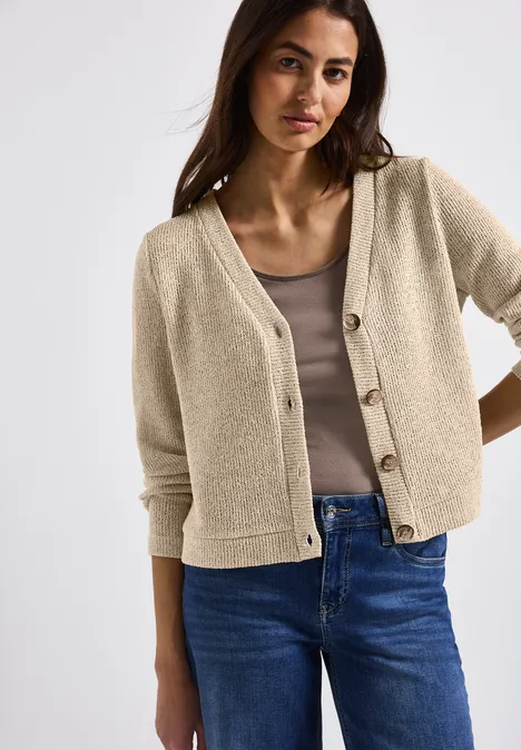 Glitzernde Strick-Look Jacke moonstone sand