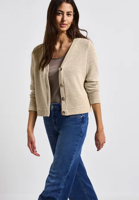 Glitzernde Strick-Look Jacke moonstone sand