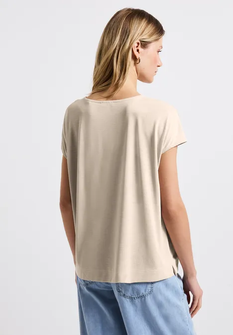 Silk-Look Shirt mit Wording coastal beige