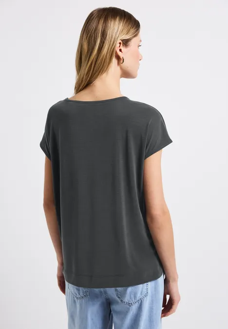 Silk-Look Shirt mit Wording granite grey