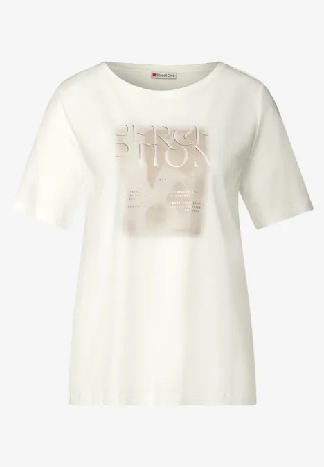 T-Shirt mit Frontprint off white