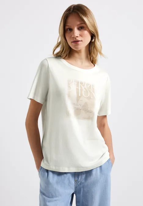 T-Shirt mit Frontprint off white