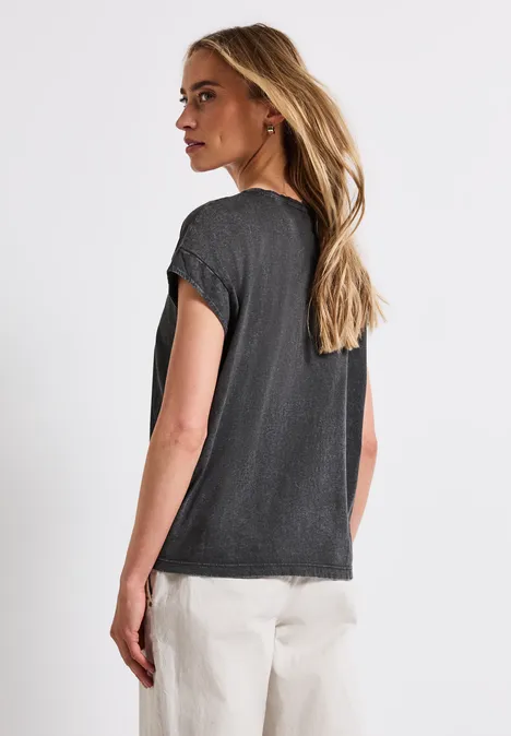 Washed-Look Artwork Shirt washed out grey