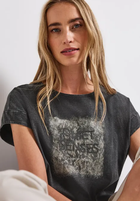 Washed-Look Artwork Shirt washed out grey