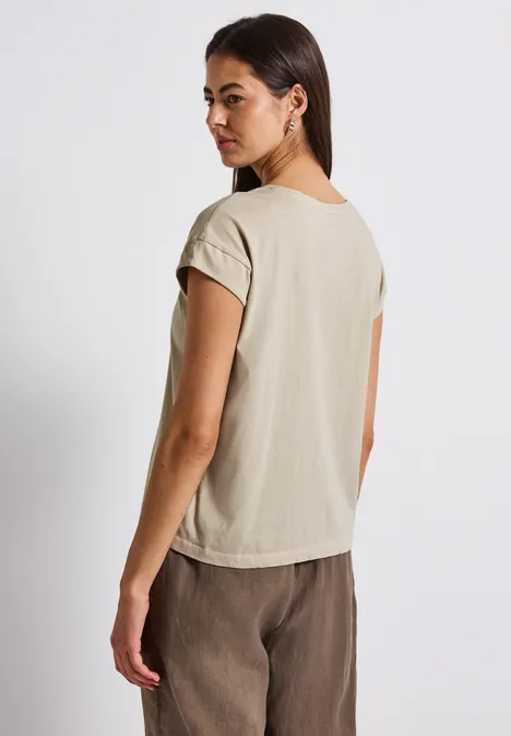 Washed-Look Artwork Shirt coastal beige
