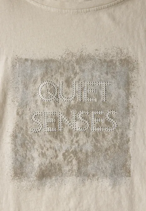 Washed-Look Artwork Shirt coastal beige