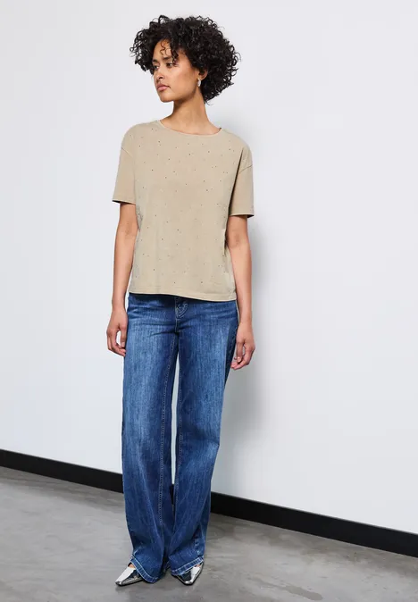T-Shirt mit Dekosteinen coastal beige