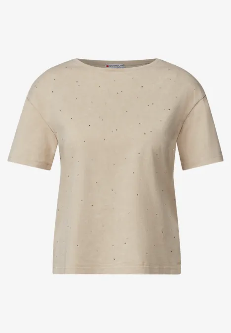 T-Shirt mit Dekosteinen coastal beige