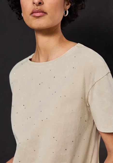 T-Shirt mit Dekosteinen coastal beige