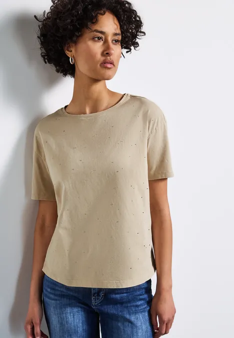 T-Shirt mit Dekosteinen coastal beige