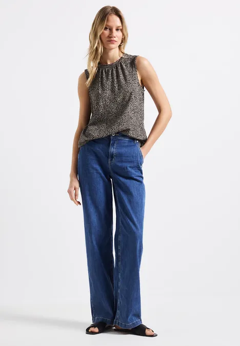 Top mit Leo-Muster cotton cream