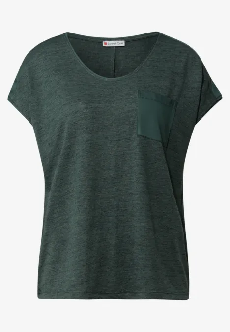 Shirt met linnen look mid green