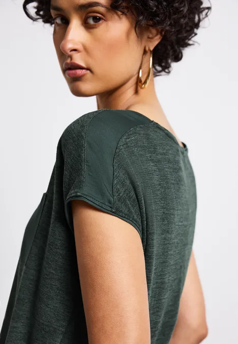 Leinen-Look T-Shirt mid green