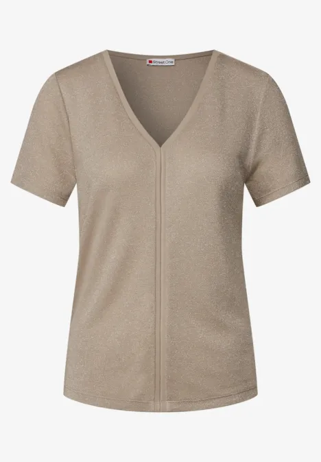 Glitzer-Shirt mit Tapedetail coastal beige