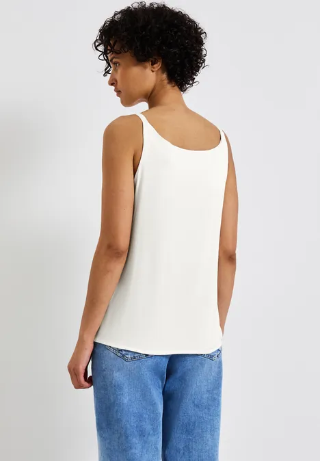 Materialmix V-Neck Top off white