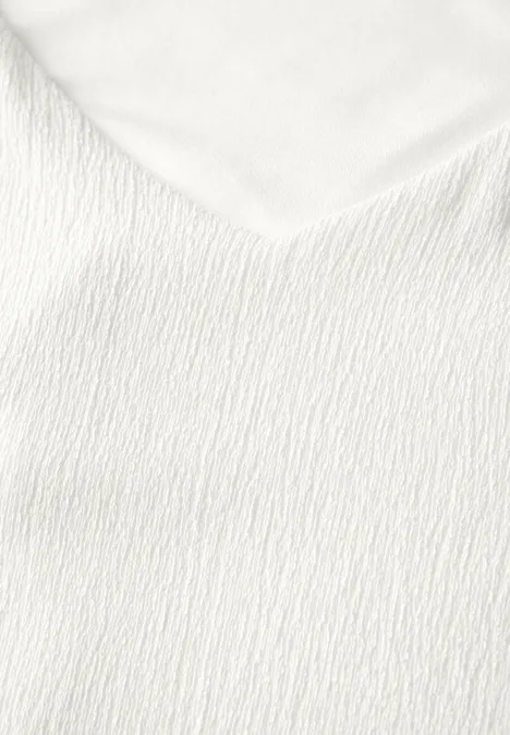 Materialmix V-Neck Top off white
