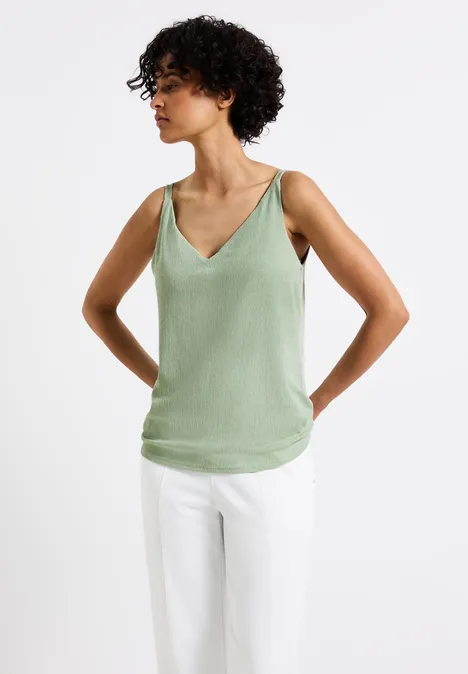 Materialmix V-Neck Top soft jade green Materialmix V-Neck Top soft jade green