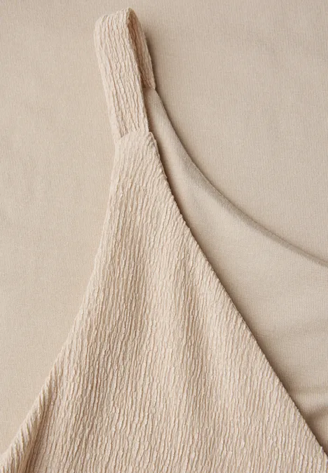 Materialmix V-Neck Top coastal beige