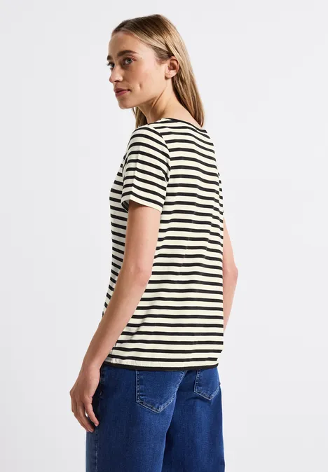 Streifenshirt mit Print Black