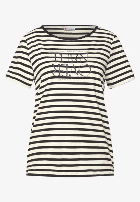 Streifenshirt mit Print Black