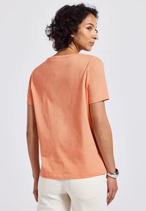 T-Shirt mit Folienwording creamy orange