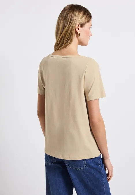 T-Shirt mit Folienwording coastal beige