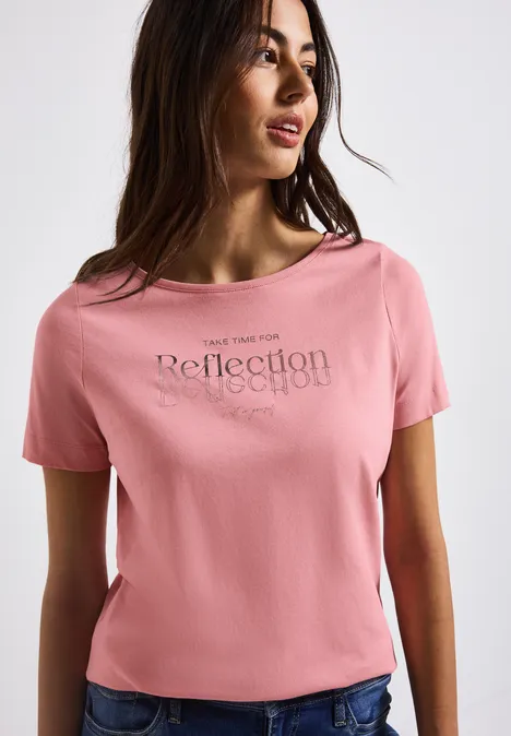 T-Shirt mit Folienwording blush peach