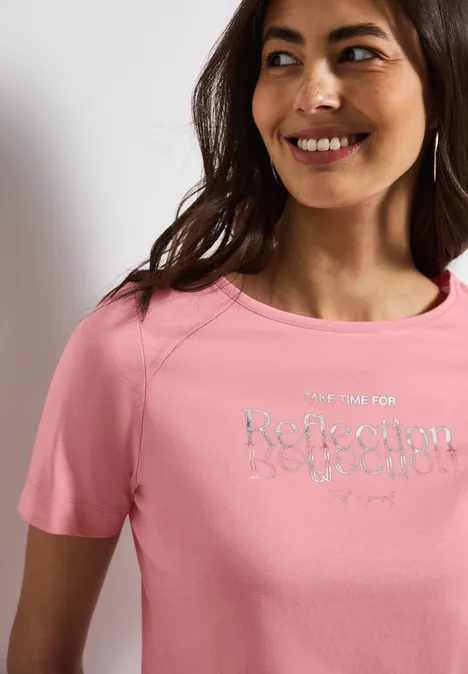 T-Shirt mit Folienwording blush peach