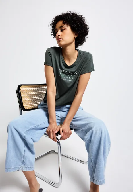 T-Shirt mit Wording marshy green