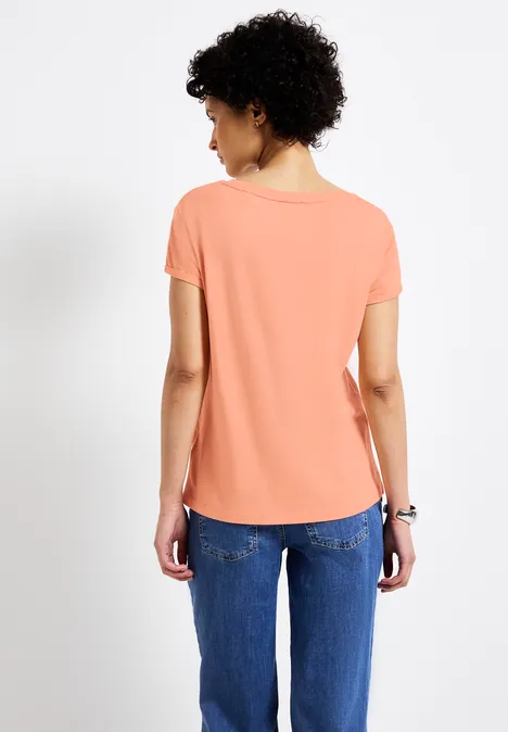 T-Shirt mit Wording creamy orange