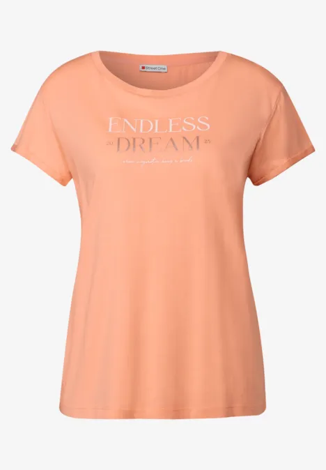 T-Shirt mit Wording creamy orange