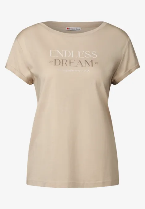 Shirt met tekst coastal beige