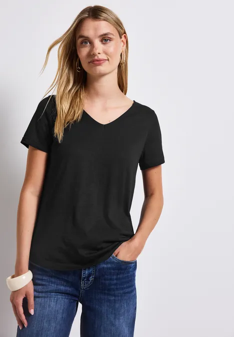 Basic T-Shirt in Unifarbe Black