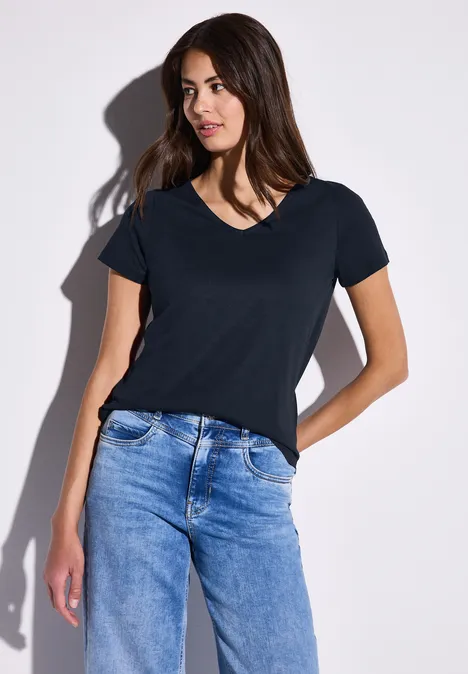 Basic T-Shirt in Unifarbe deep blue